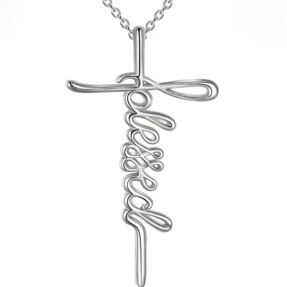 NEW Silver Cross Pendant Necklace